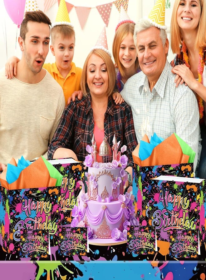 Wayyogh أكياس هدايا حفلات وايوغ المتوهجة بالنيون - أكياس كبيرة ملونة لعيد ميلاد سعيد مع ورق تغليف مناديل ورقية للرجال والنساء - لوازم تزيين حفلات متوهجة بالنيون في الظلام - Image 5